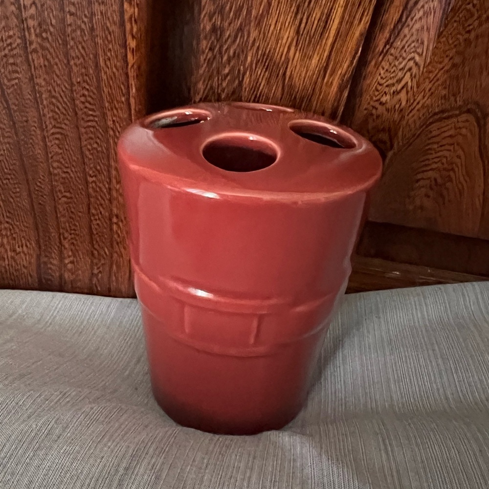 Longaberger Woven Traditions Paprika Vitrified Paprika Toothbrush Holder, new